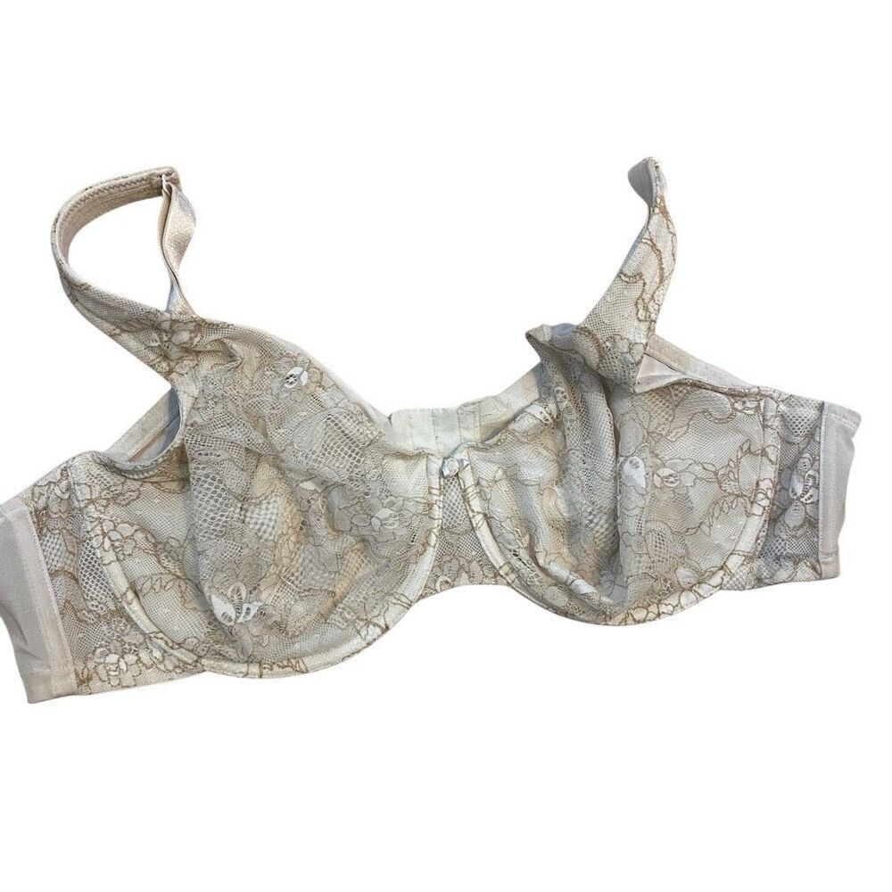 Cacique size 46C lace 4 hook bra cream and tan - Picture 1 of 5